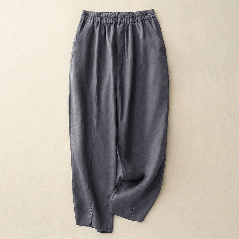 Buddha Stones Pantaloni estivi da donna in lino, affusolati e con tasche - Image 20