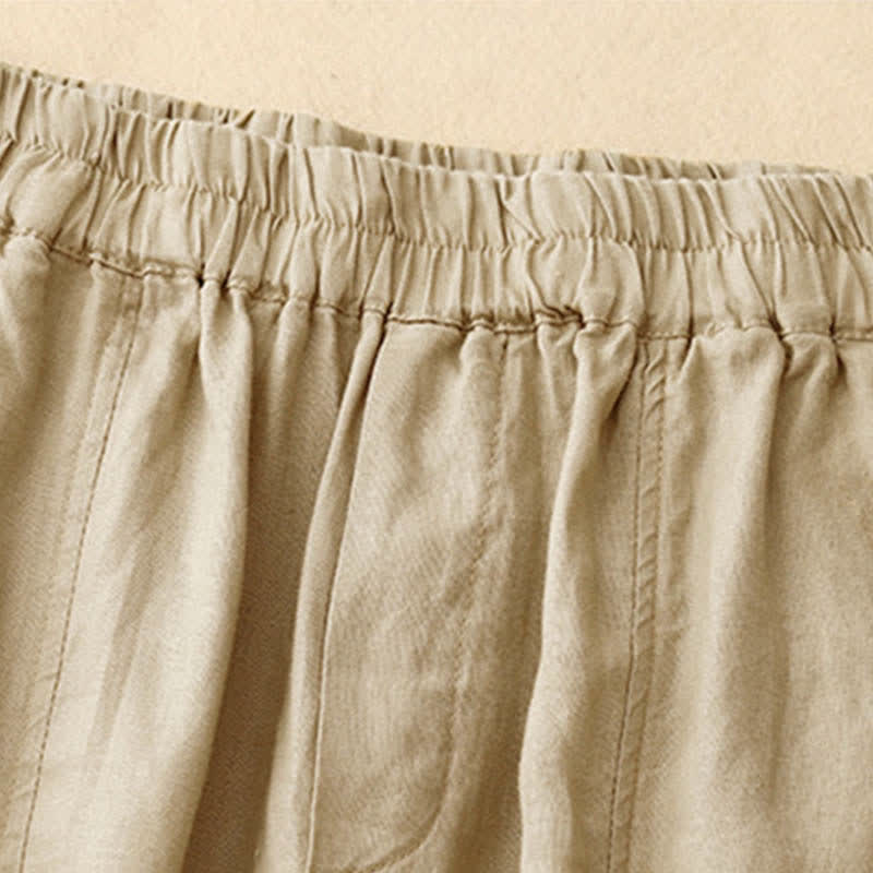 Buddha Stones Pantaloni estivi da donna in lino, affusolati e con tasche - Image 7