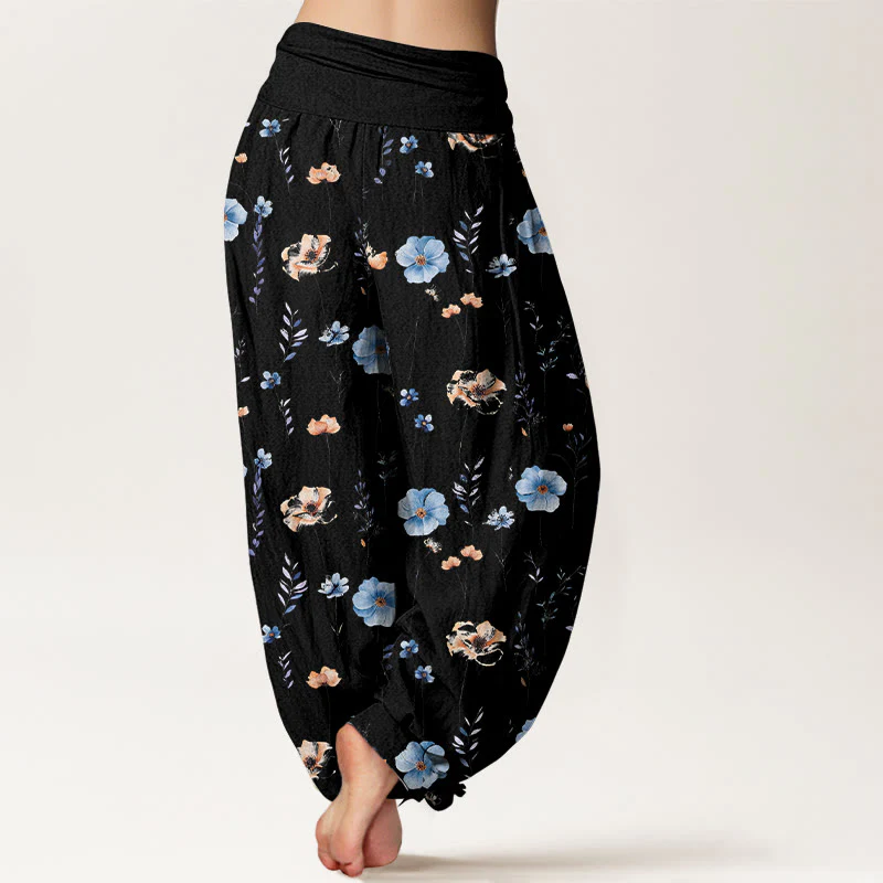 Buddha Stones Pantaloni harem da donna con elastico in vita e motivo floreale raffinato in cotone fresco - Image 7