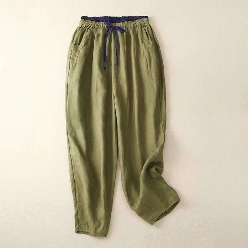 Buddha Stones Pantaloni harem da donna con tasche, lunghezza 7-8, con design color blocking, modello Commute - Image 10