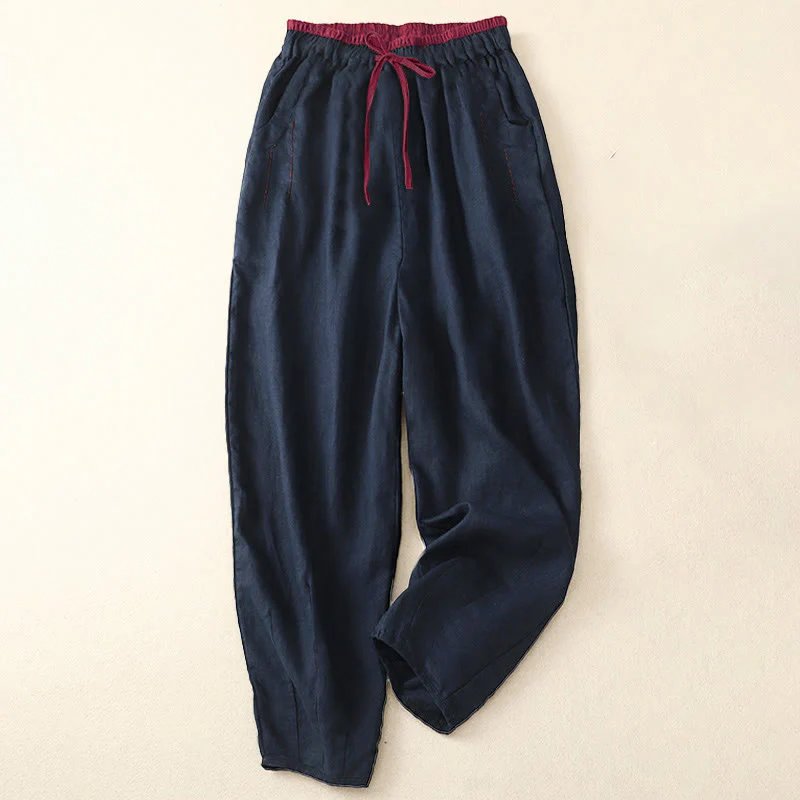 Buddha Stones Pantaloni harem da donna con tasche, lunghezza 7-8, con design color blocking, modello Commute - Image 13