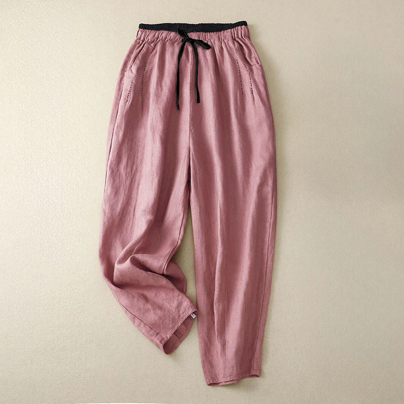 Buddha Stones Pantaloni harem da donna con tasche, lunghezza 7-8, con design color blocking, modello Commute - Image 17