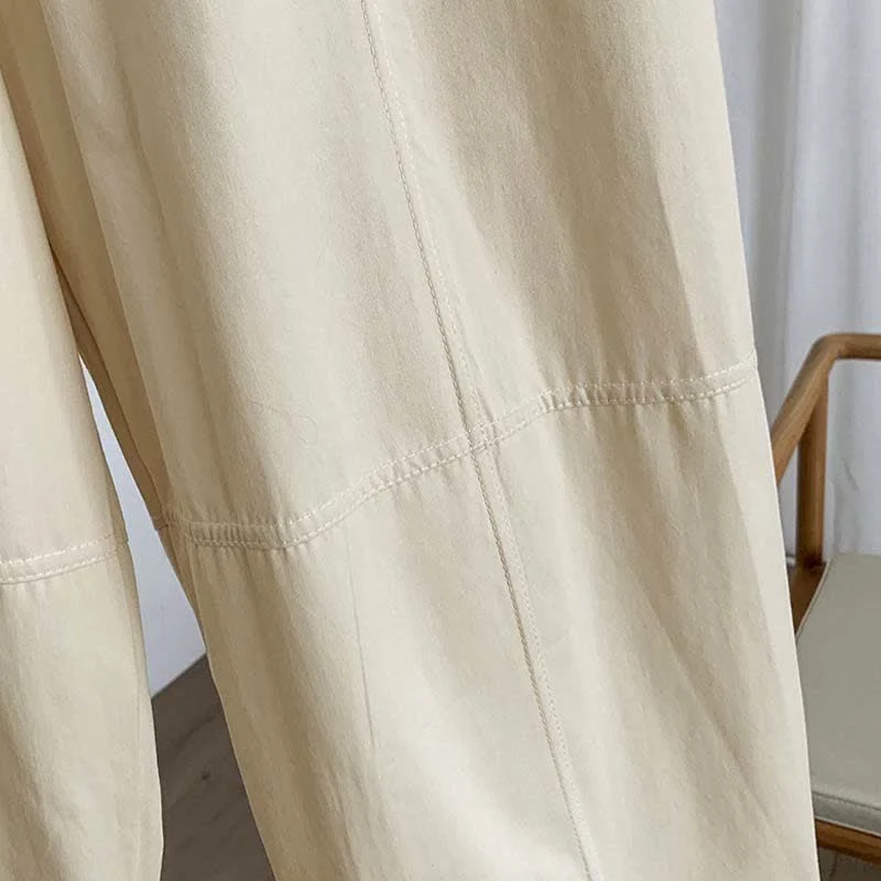 Buddha Stones Pantaloni harem da donna estivi casual con bottoni e tasche. - Image 11