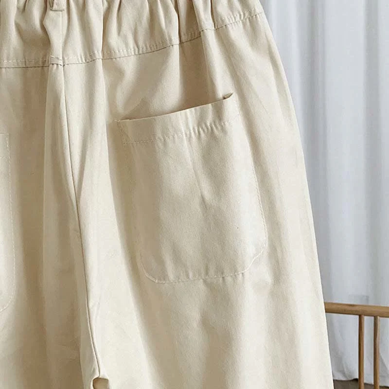 Buddha Stones Pantaloni harem da donna estivi casual con bottoni e tasche. - Image 13