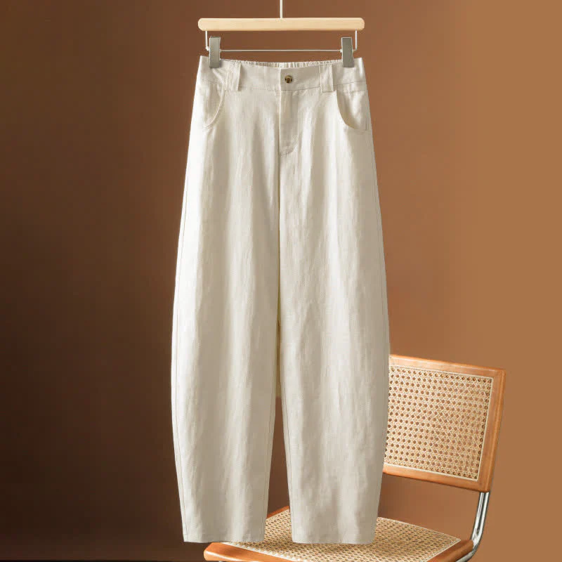 Buddha Stones Pantaloni harem da donna estivi minimalisti, tinta unita, con bottoni e tasche. - Image 10