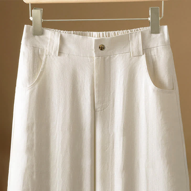 Buddha Stones Pantaloni harem da donna estivi minimalisti, tinta unita, con bottoni e tasche. - Image 11