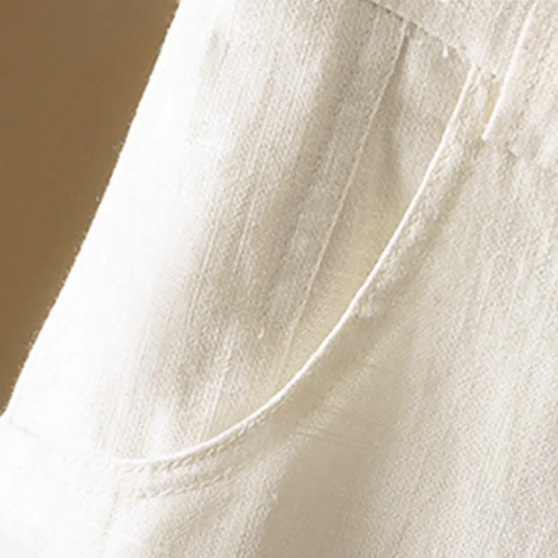 Buddha Stones Pantaloni harem da donna estivi minimalisti, tinta unita, con bottoni e tasche. - Image 15