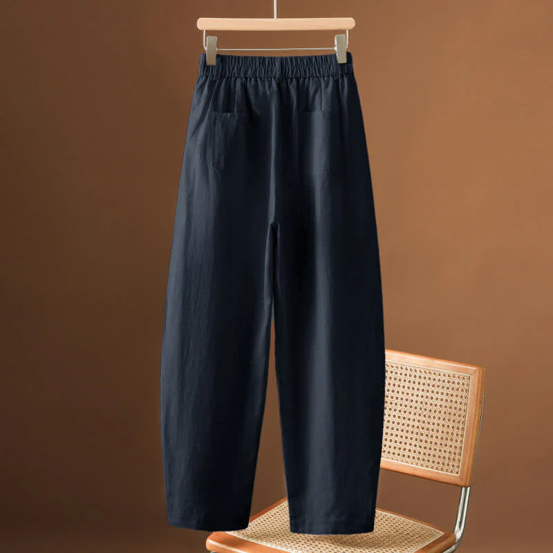 Buddha Stones Pantaloni harem da donna estivi minimalisti, tinta unita, con bottoni e tasche. - Image 20