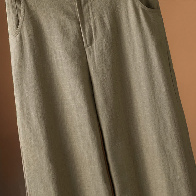 Buddha Stones Pantaloni harem da donna estivi minimalisti, tinta unita, con bottoni e tasche. - Image 5