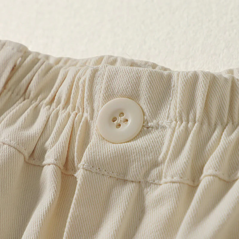 Buddha Stones Pantaloni harem da donna in cotone con tasche, lunghezza alla caviglia, con bottoni e cerniera, stile semplice autunnale - Image 3