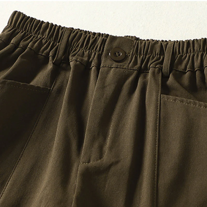 Buddha Stones Pantaloni harem da donna in cotone con tasche, lunghezza alla caviglia, con bottoni e cerniera, stile semplice autunnale - Image 8