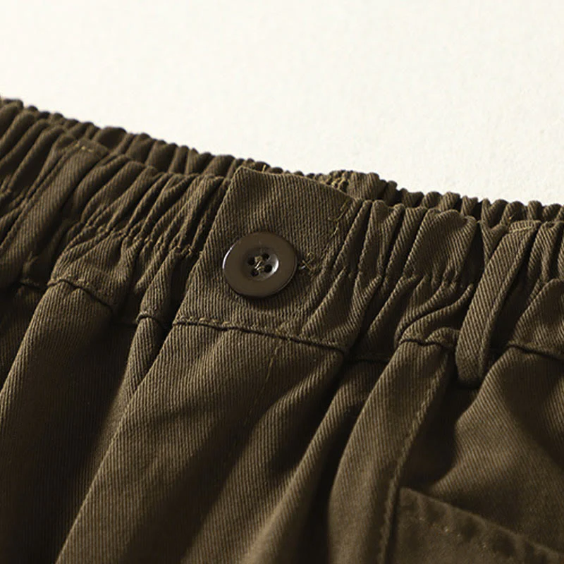 Buddha Stones Pantaloni harem da donna in cotone con tasche, lunghezza alla caviglia, con bottoni e cerniera, stile semplice autunnale - Image 9