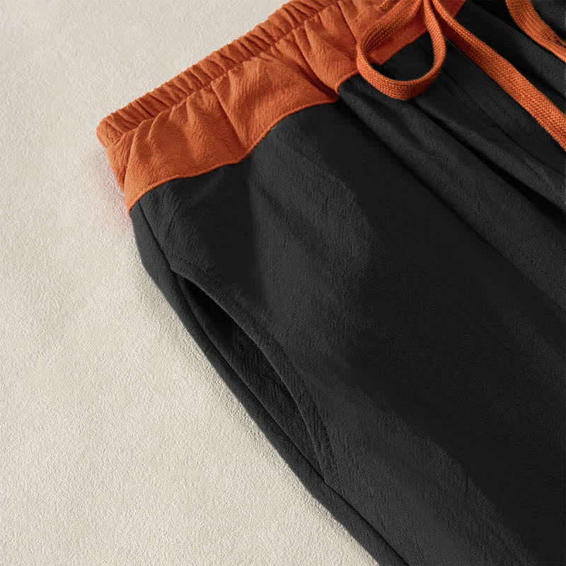 Buddha Stones Pantaloni harem da donna primaverili casual con coulisse in tinta unita, in cotone, con tasche. - Image 10
