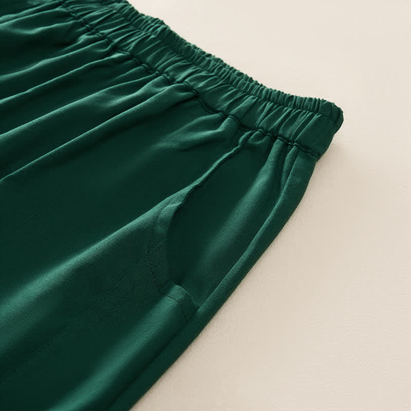 Buddha Stones Pantaloni harem da donna primaverili casual con elastico in vita, pieghe e tasche, tinta unita. - Image 11
