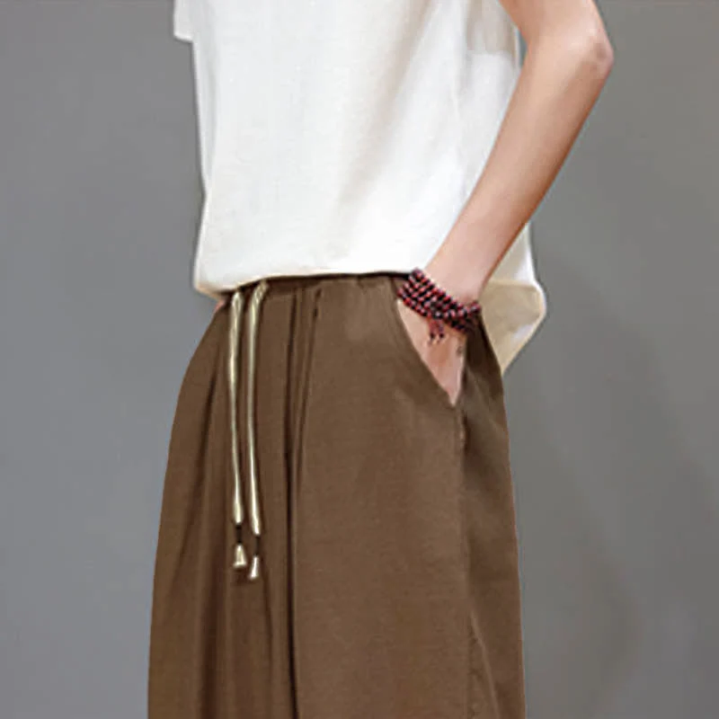 Buddha Stones Pantaloni harem da uomo corti con elastico in vita e tasche, stile Summer Zen. - Image 20