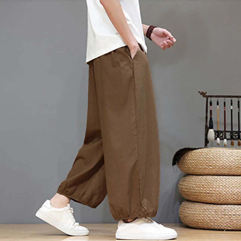 Buddha Stones Pantaloni harem da uomo corti con elastico in vita e tasche, stile Summer Zen. - Image 27