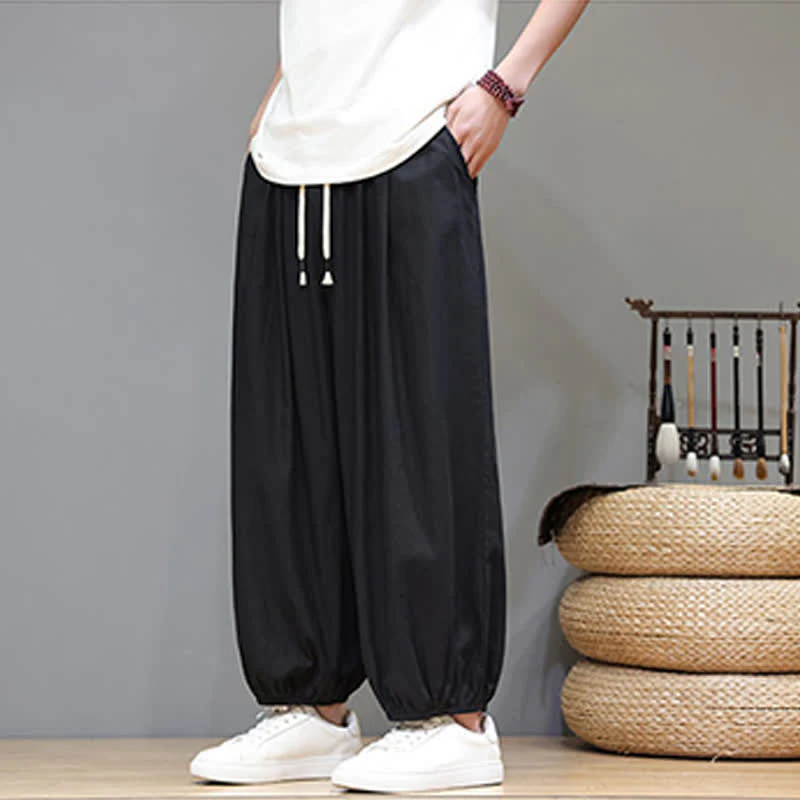 Buddha Stones Pantaloni harem da uomo corti con elastico in vita e tasche, stile Summer Zen. - Image 34