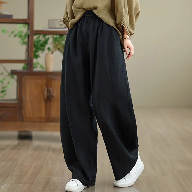 Buddha Stones Pantaloni larghi da donna in cotone casual con tasche - Image 28