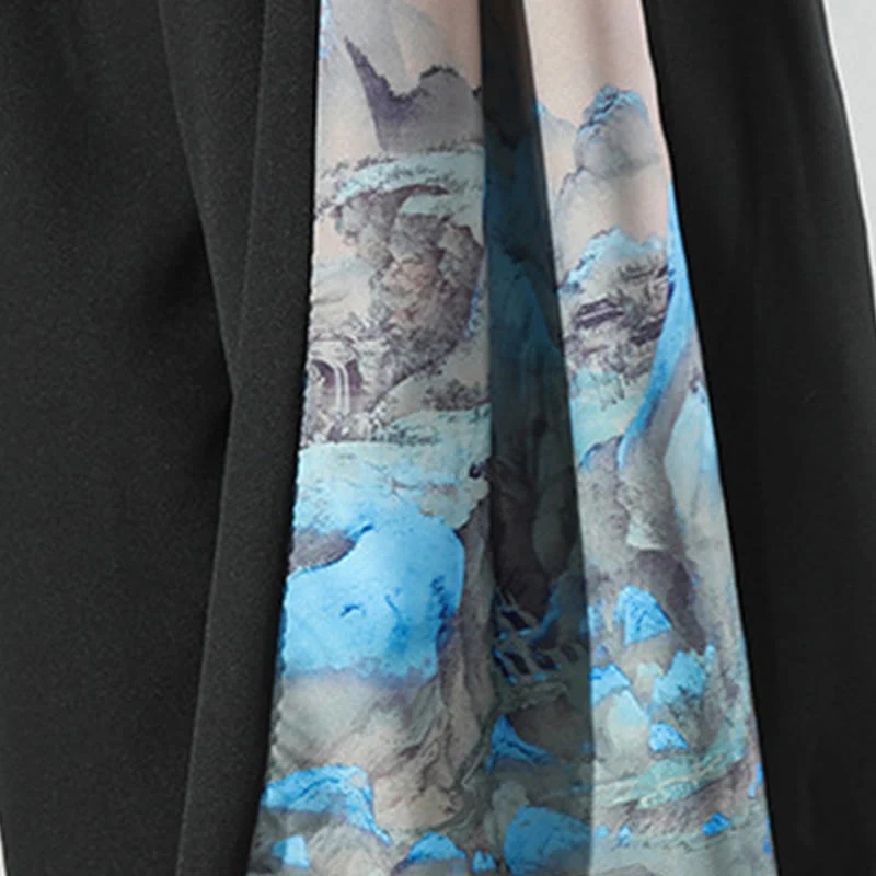 Buddha Stones Pantaloni larghi da uomo con tasche e motivo montagne e fiumi - Image 9