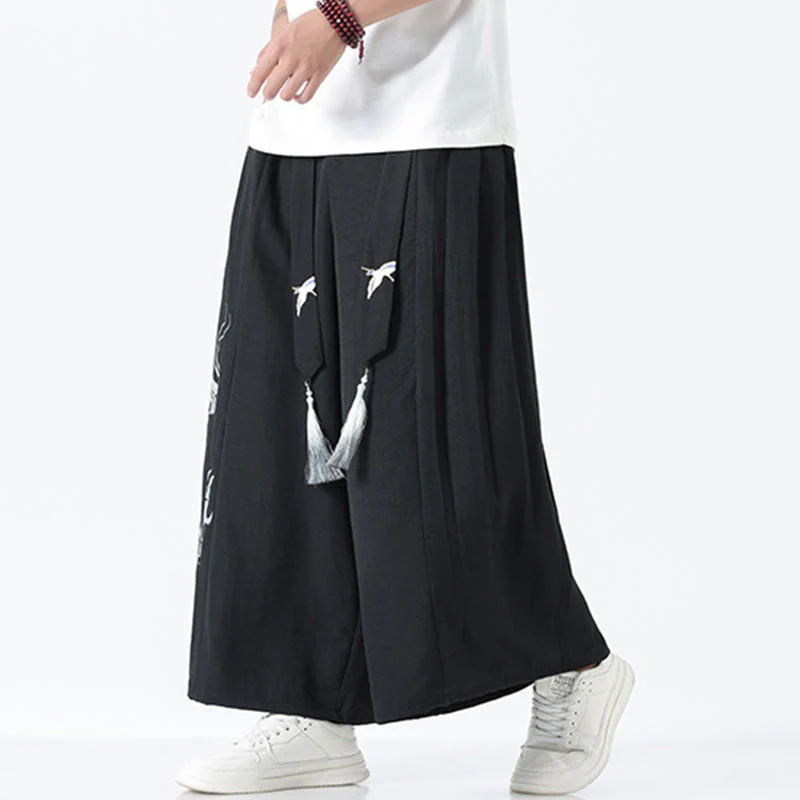 Buddha Stones Pantaloni larghi da uomo in cotone con coulisse, alla caviglia, con tasche e motivo a drago estivo - Image 11