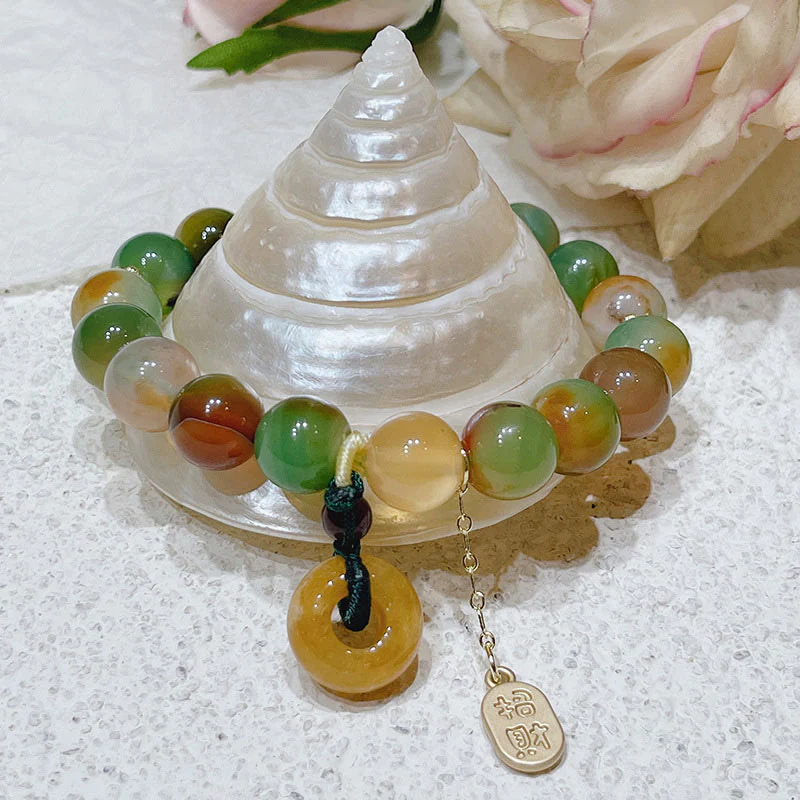 Buddha Stones Pavone Agata Topazio Fibbia della Pace Nafu Bracciale Equilibrio - Image 2