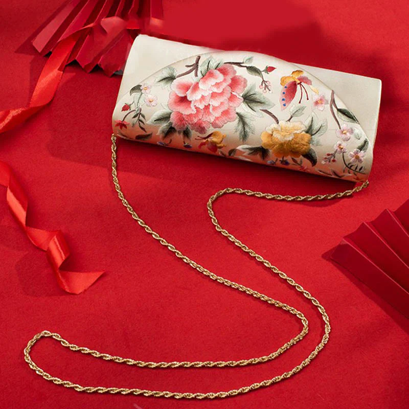 Buddha Stones Peonia Tulipano Su Ricamo Borsa da sposa Borsa a tracolla - Image 4