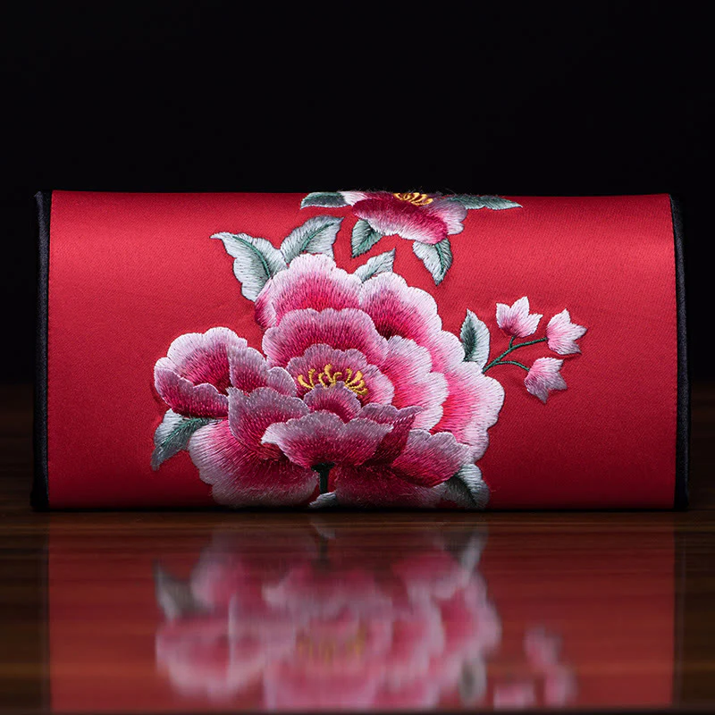 Buddha Stones Peony Su Ricamo Viaggio Shopping Borsa Lunga Borsa a Mano - Image 4