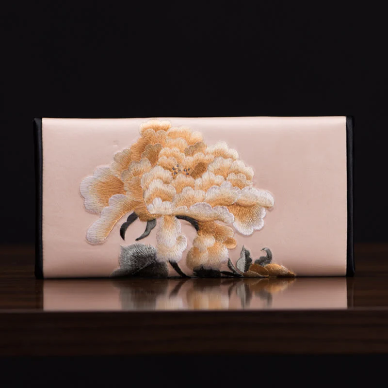 Buddha Stones Peony Flower Su Ricamo Viaggio Shopping Borsa Lunga Borsa a Mano - Image 2