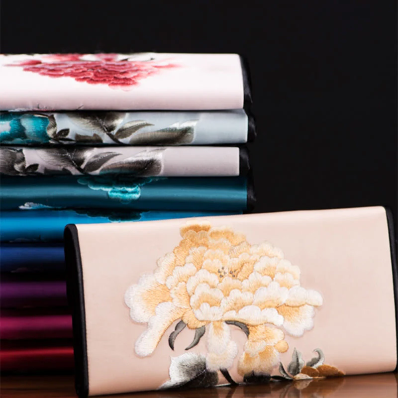 Buddha Stones Peony Flower Su Ricamo Viaggio Shopping Borsa Lunga Borsa a Mano - Image 7