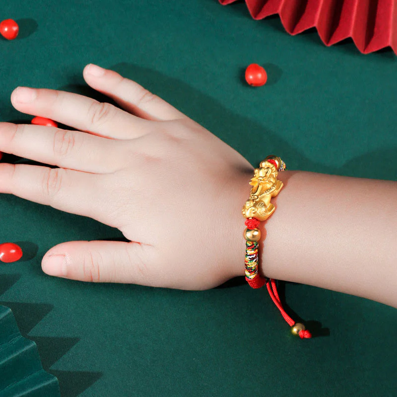 Buddha Stones per bambini in argento sterling 999 PiXiu Wealth King Kong Knot String Braided Kids - Image 3