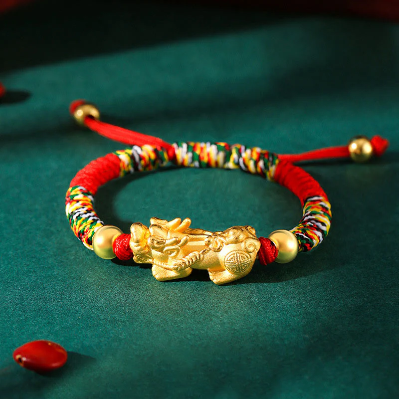 Buddha Stones per bambini in argento sterling 999 PiXiu Wealth King Kong Knot String Braided Kids - Image 5