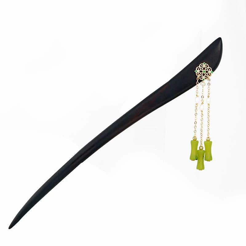 Buddha Stones Peridoto naturale Legno di ebano Amore Nappe Forcina per capelli - Image 8