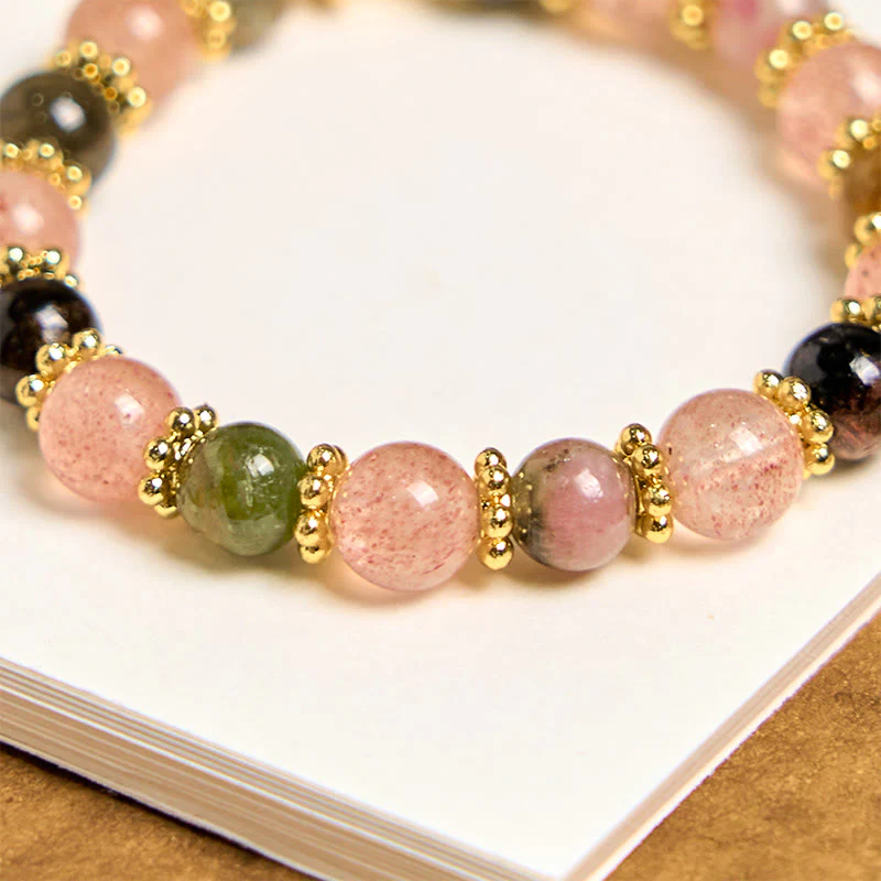 Buddha Stones, perle di cristallo di quarzo fragola naturale, portachiavi positivo, decorazione da appendere al telefono - Image 3
