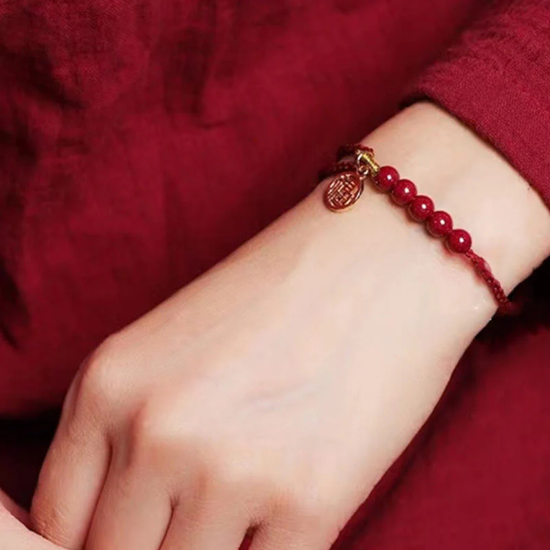 Buddha Stones, perline di carattere Fu, benedizione, braccialetto intrecciato fatto a mano con filo rosso - Image 10