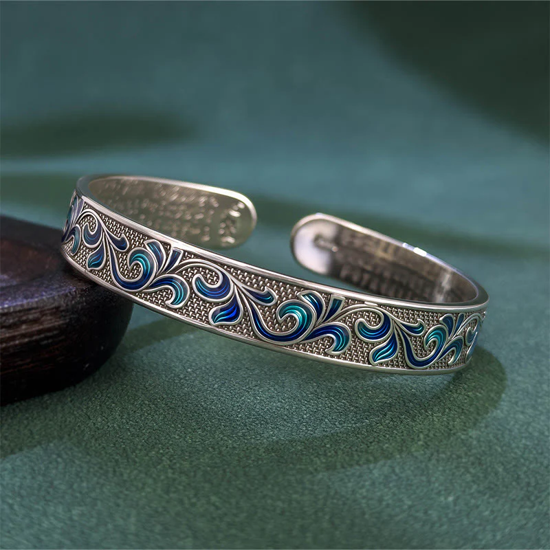Buddha Stones, petali di vite intrecciati, rami in rame, bracciale regolabile aperto