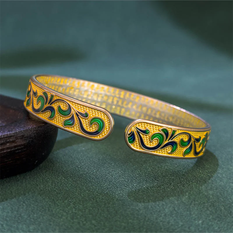 Buddha Stones, petali di vite intrecciati, rami in rame, bracciale regolabile aperto - Image 4