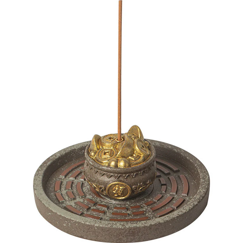 Buddha Stones Piccola ciotola del tesoro Sacchetto fortunato Vassoio Bagua Bastoncino di ceramica curativo Bruciatore di incenso Decorazione - Image 12