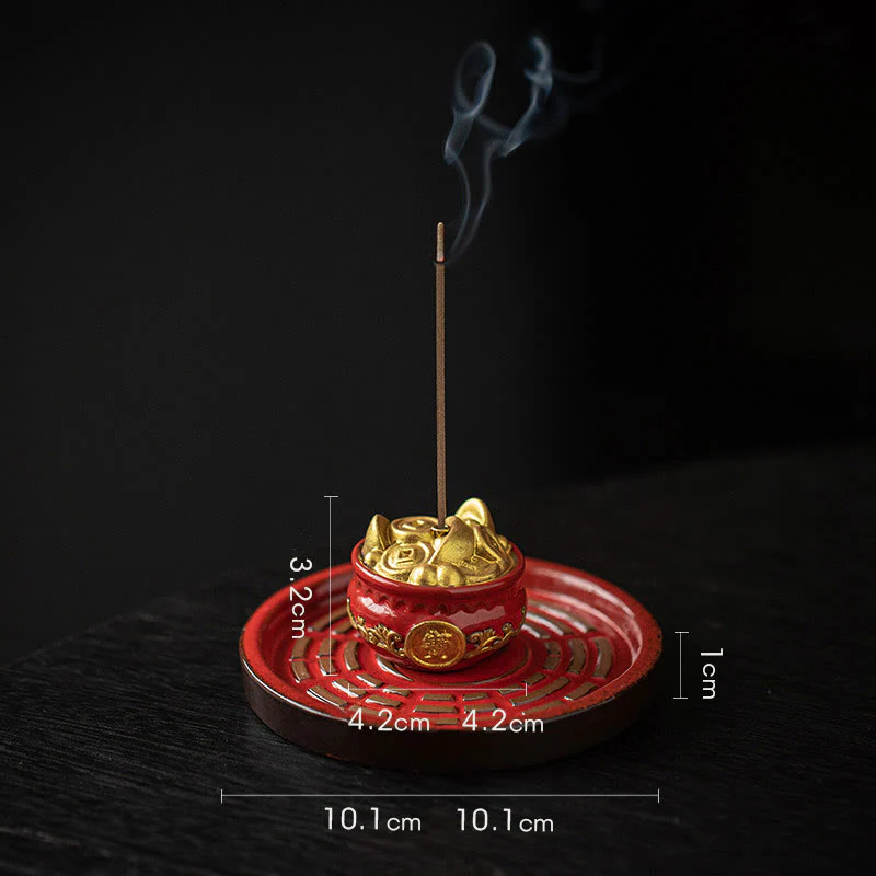Buddha Stones Piccola ciotola del tesoro Sacchetto fortunato Vassoio Bagua Bastoncino di ceramica curativo Bruciatore di incenso Decorazione - Image 13