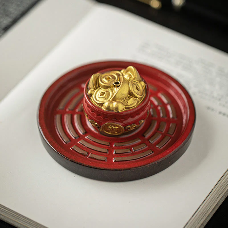 Buddha Stones Piccola ciotola del tesoro Sacchetto fortunato Vassoio Bagua Bastoncino di ceramica curativo Bruciatore di incenso Decorazione - Image 15