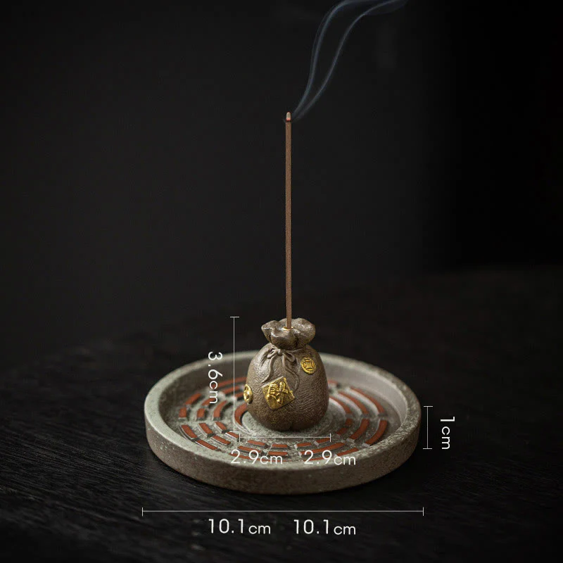 Buddha Stones Piccola ciotola del tesoro Sacchetto fortunato Vassoio Bagua Bastoncino di ceramica curativo Bruciatore di incenso Decorazione - Image 17