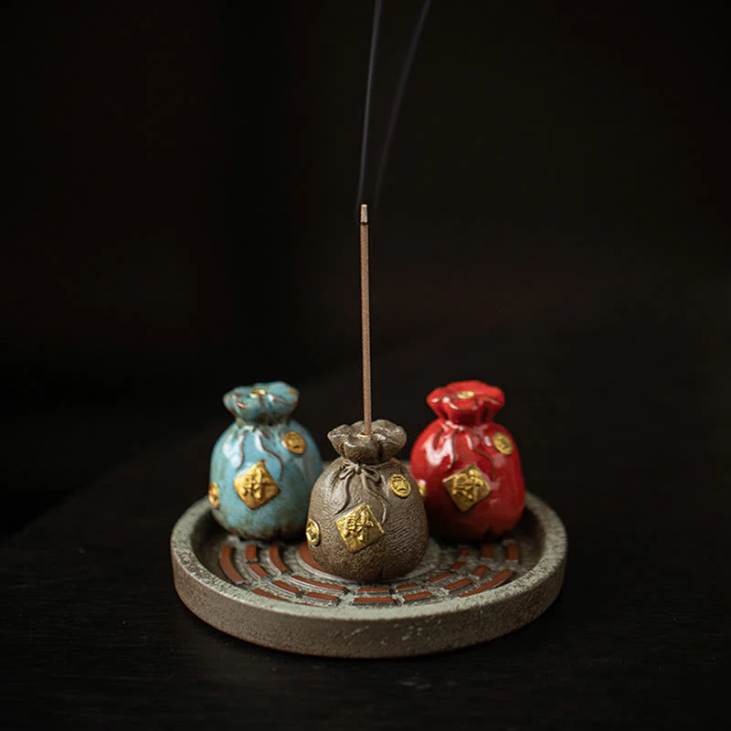 Buddha Stones Piccola ciotola del tesoro Sacchetto fortunato Vassoio Bagua Bastoncino di ceramica curativo Bruciatore di incenso Decorazione - Image 18