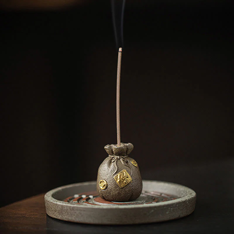 Buddha Stones Piccola ciotola del tesoro Sacchetto fortunato Vassoio Bagua Bastoncino di ceramica curativo Bruciatore di incenso Decorazione - Image 19