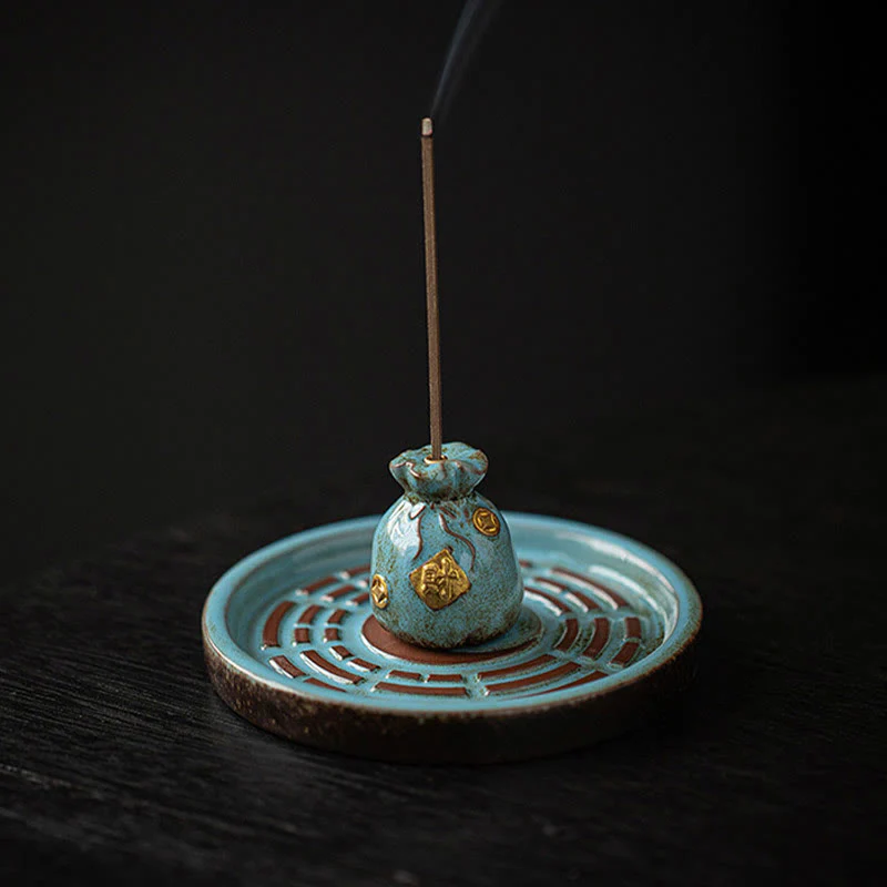 Buddha Stones Piccola ciotola del tesoro Sacchetto fortunato Vassoio Bagua Bastoncino di ceramica curativo Bruciatore di incenso Decorazione - Image 22