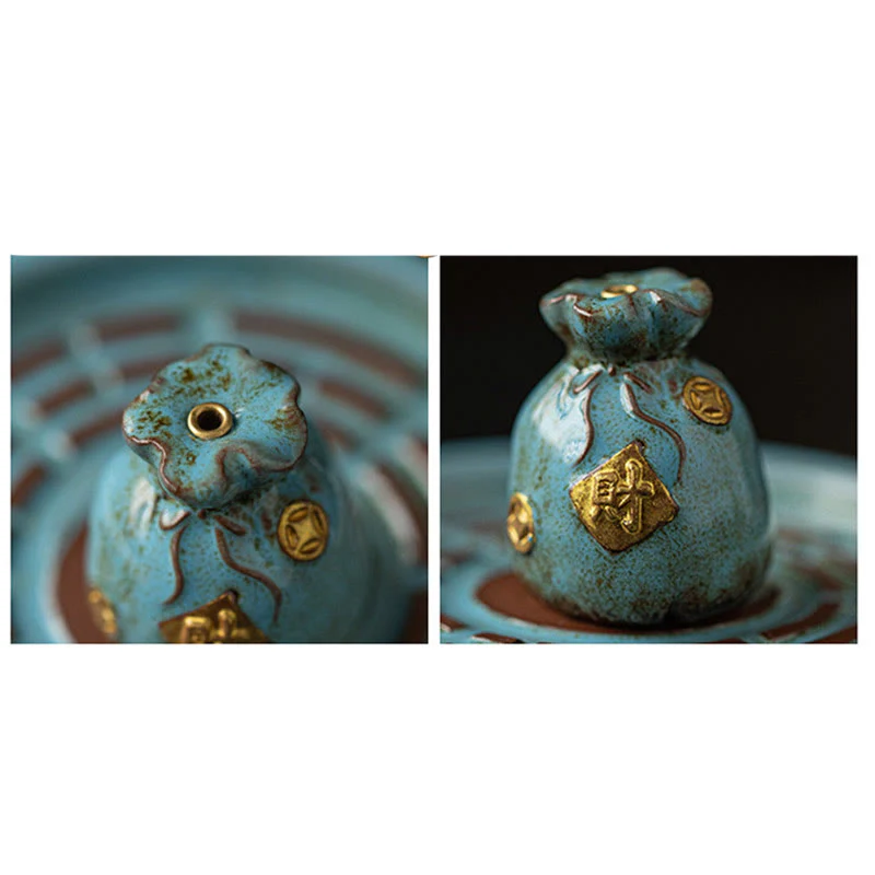 Buddha Stones Piccola ciotola del tesoro Sacchetto fortunato Vassoio Bagua Bastoncino di ceramica curativo Bruciatore di incenso Decorazione - Image 23