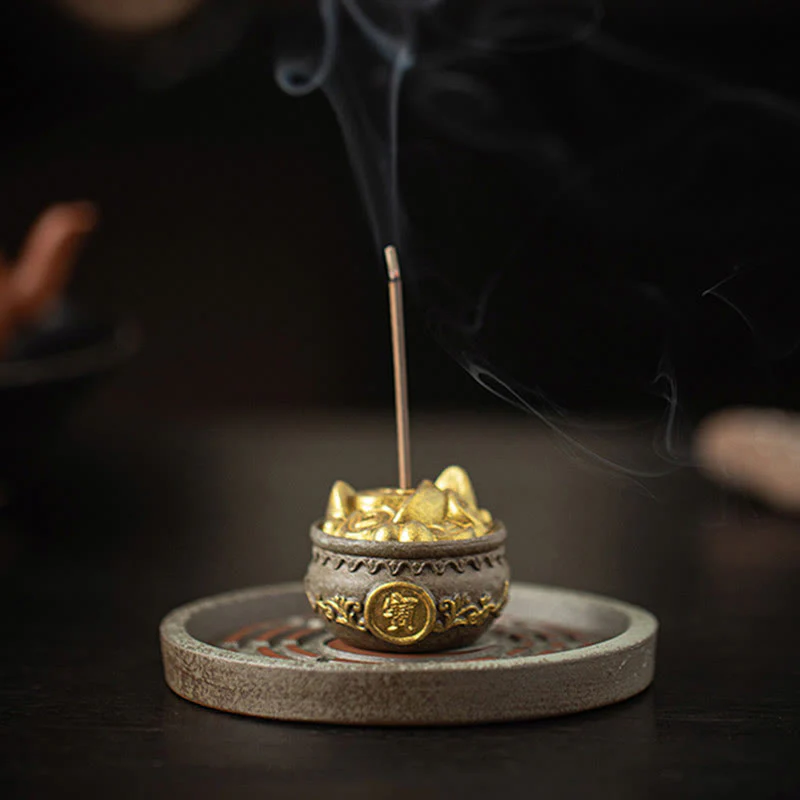 Buddha Stones Piccola ciotola del tesoro Sacchetto fortunato Vassoio Bagua Bastoncino di ceramica curativo Bruciatore di incenso Decorazione - Image 7