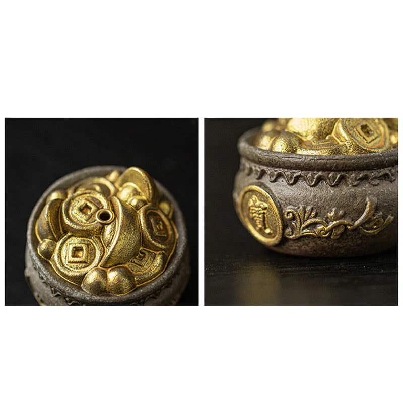 Buddha Stones Piccola ciotola del tesoro Sacchetto fortunato Vassoio Bagua Bastoncino di ceramica curativo Bruciatore di incenso Decorazione - Image 9