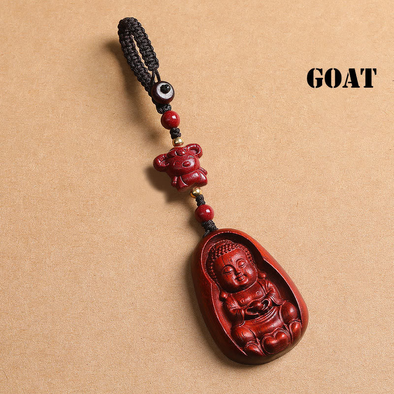 Buddha Stones Piccola foglia Sandalo rosso Buddha Cinabro Zodiaco cinese Amuleto Protezione Portachiavi - Image 22