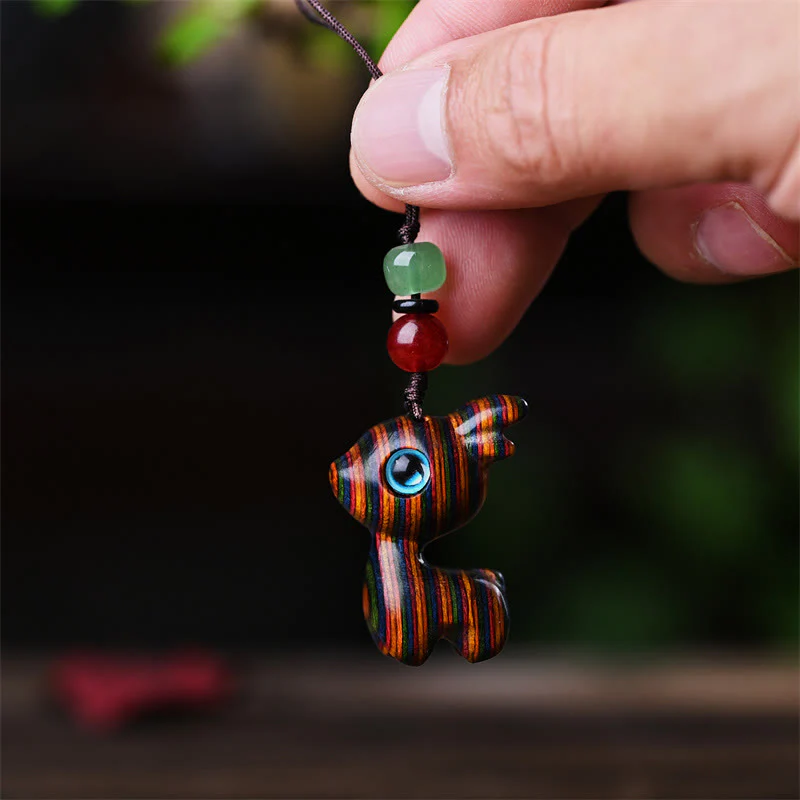 Buddha Stones Piccola foglia Sandalo rosso Legno di ebano Sandalo Sandalo verde Mini gatto fortunato Cervo Telefono lenitivo Decorazione appesa - Image 23
