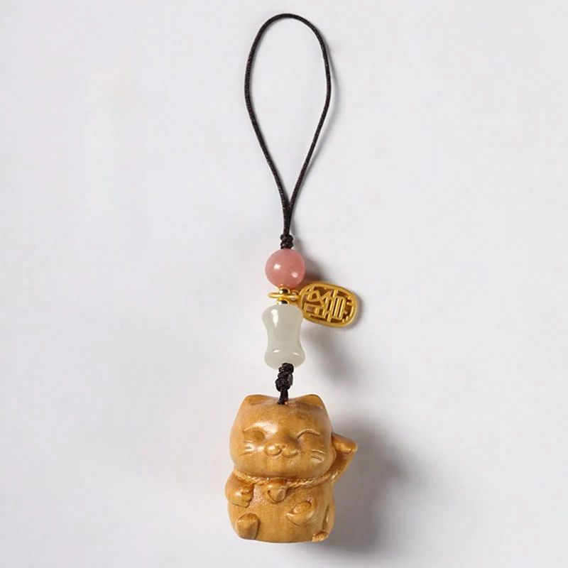Buddha Stones Piccola foglia Sandalo rosso Sandalo verde Sandalo Gatto fortunato Protezione Portachiavi Telefono Appeso Decorazione - Image 19