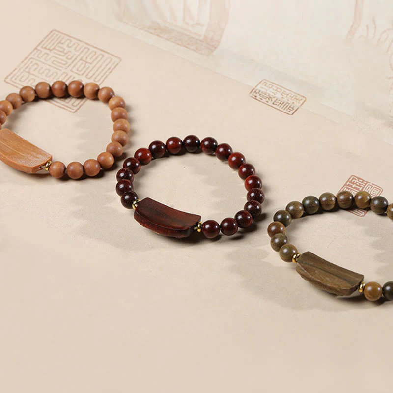 Buddha Stones Piccola foglia Sandalo rosso Sandalo verde Sei vere parole Bracciale della pace - Image 21